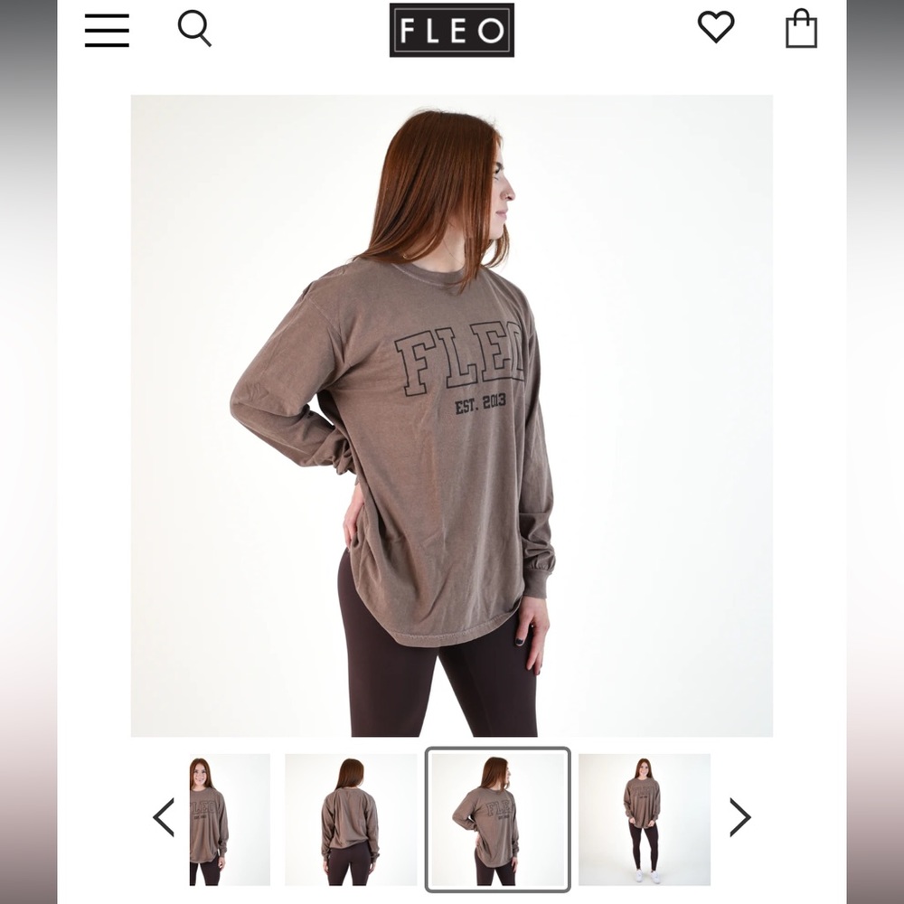 NWT FLEO Oversized Long Sleeve Tee - Brown - Large